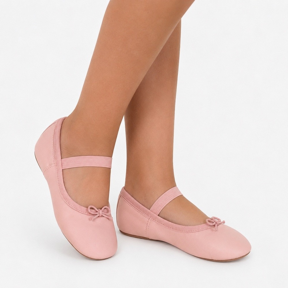 Stelle Girls Pink Leather Full Sole Ballet Slippers Shoes Size 10MT Toddler